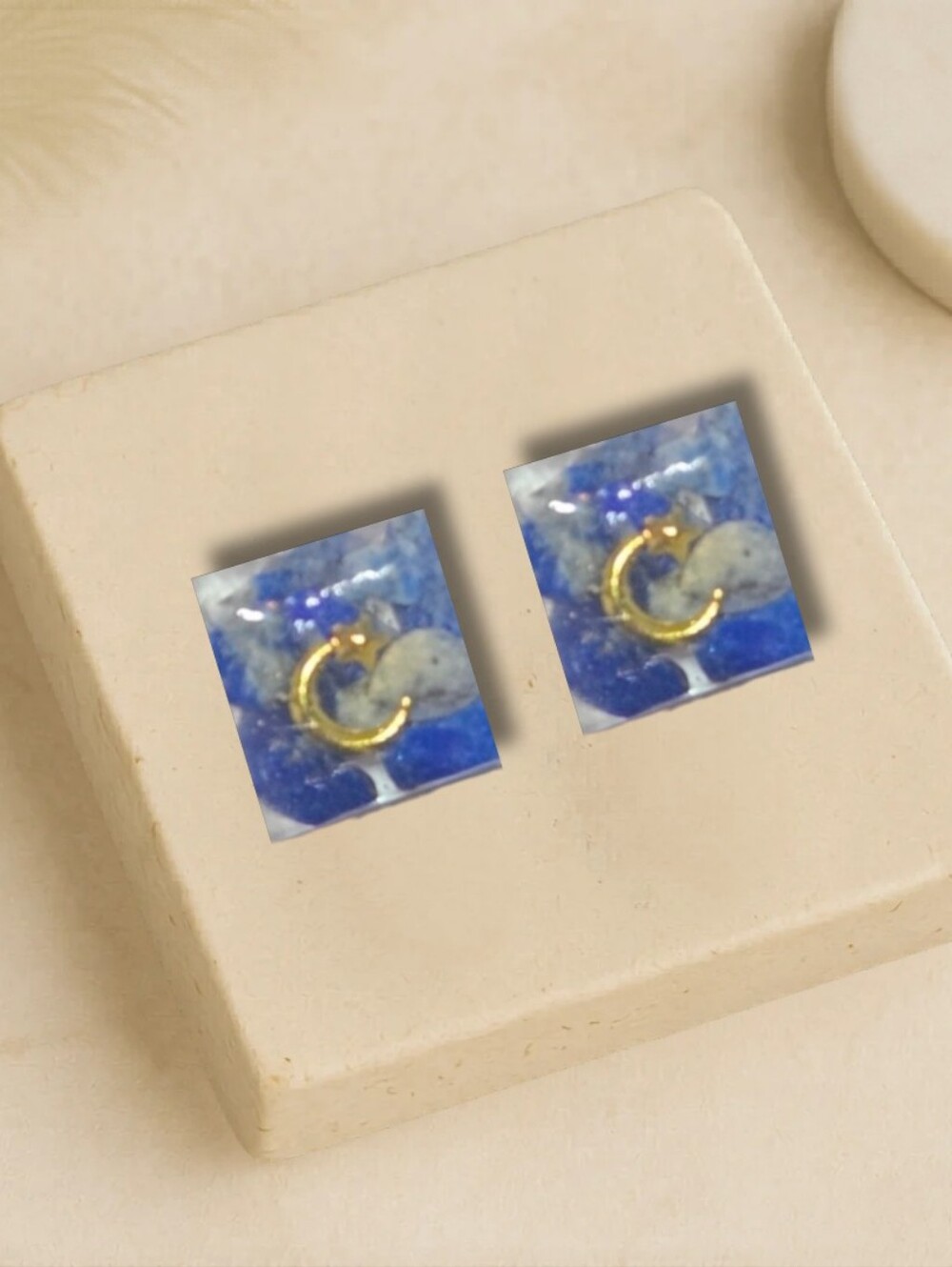 Lapis Lazuli Gold and Blue Square Earrings